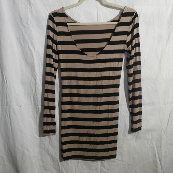 Forever 21 Women's Small Bodycon Dress Striped Nude and Black
